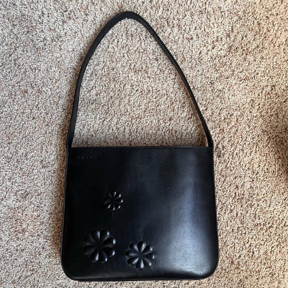 Vintage Leather Ralph Lauren Embossed Floral Bag